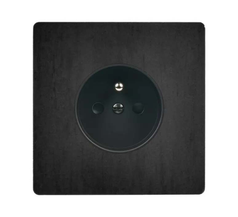 Prise*Modelec Façade, M, Simple, Acier verni STB, Prise-2P+T x1, L8cm, H8cm -