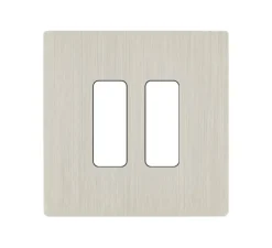 Façade, M, Simple, Nickel brossé, Interrupteur x2, L8cm, H8cm - Modelec