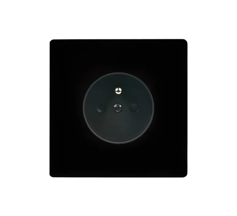 Prise*Modelec Façade, M, Simple, Noir mat, Prise-PC x1, L8cm, H8cm -