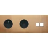 Façade, M, Triple horizontal, Vieux bronze, Prise-2P+T x2, Prise-RJ45 x2, L22,2cm, H8cm - Modelec