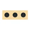 Prise*Modelec Façade, M, Triple horizontal, Laiton brossé, Prise-2P+T x3, L22,2cm, H8cm -