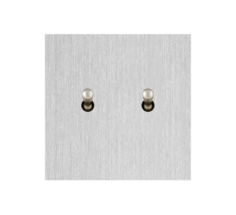 Interrupteur*6ixtes Interrupteur, Allure, Simple, Aluminium brossé, Poussoir x2, Nickel, L8cm, H8cm -