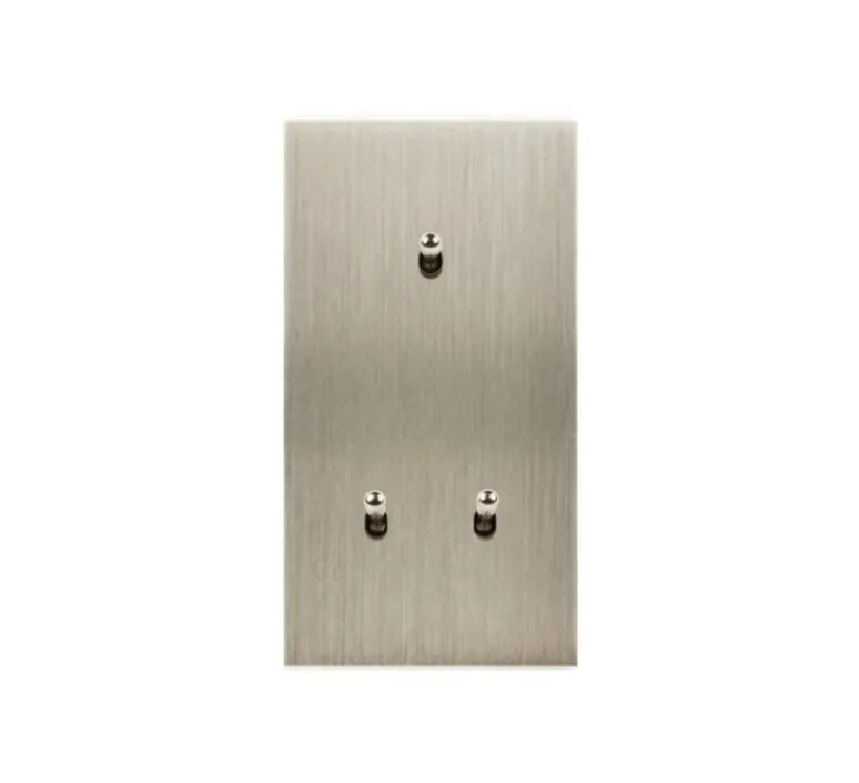 Interrupteur*Modelec Interrupteur avec gravure, Confidence, Double vertical, Acier brossé, Va-et-vient x1, Volet roulant x2, Acier, L8cm, H15,1cm -