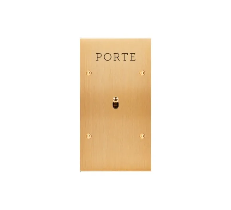 Interrupteur*Modelec Interrupteur avec gravure, Confidence, Double vertical, Laiton brossé, Poussoir x1, Laiton, À vis, L8cm, H15,1cm -