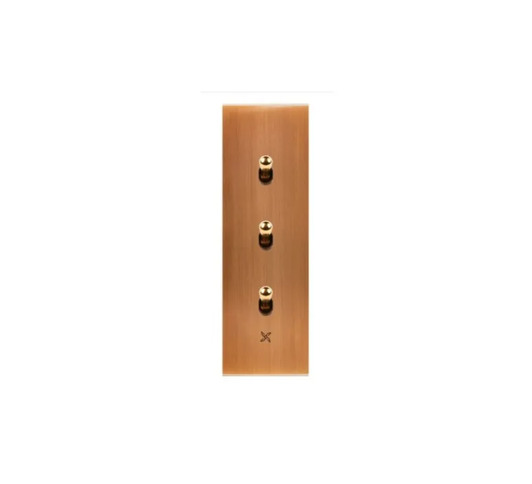 Interrupteur*Modelec Interrupteur avec gravure, Confidence, Etroit long, Vieux bronze, Va-et-vient x2 et Poussoir x1, Laiton, L4cm, H12,5cm -