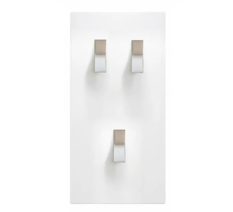 Interrupteur*Font Barcelona Interrupteur, Bridge, Double vertical, Blanc mat, Va-et-vient x1, Poussoir x1 et Va-et-vient x1, Nickel, L9cm, H16,1cm -