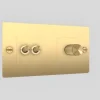 Interrupteur*Buster & Punch Interrupteur, Buster, Double horizontal, Laiton, Va-et-vient x2, Variateur x1, Laiton, L16,1cm, H8,8cm -