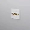 Interrupteur, Buster, Simple, Blanc, Va-et-vient x2, Laiton, L9cm, H9cm - Buster & Punch