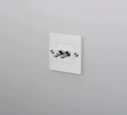 Interrupteur, Buster, Simple, Blanc, Va-et-vient x2, Acier, L9cm, H9cm - Buster & Punch