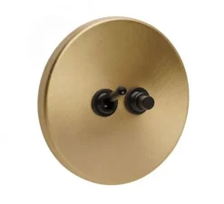 Interrupteur, Color, Simple, Laiton, Va-et-vient x1, Poussoir x1, Noir, L10cm, H10cm - Zangra