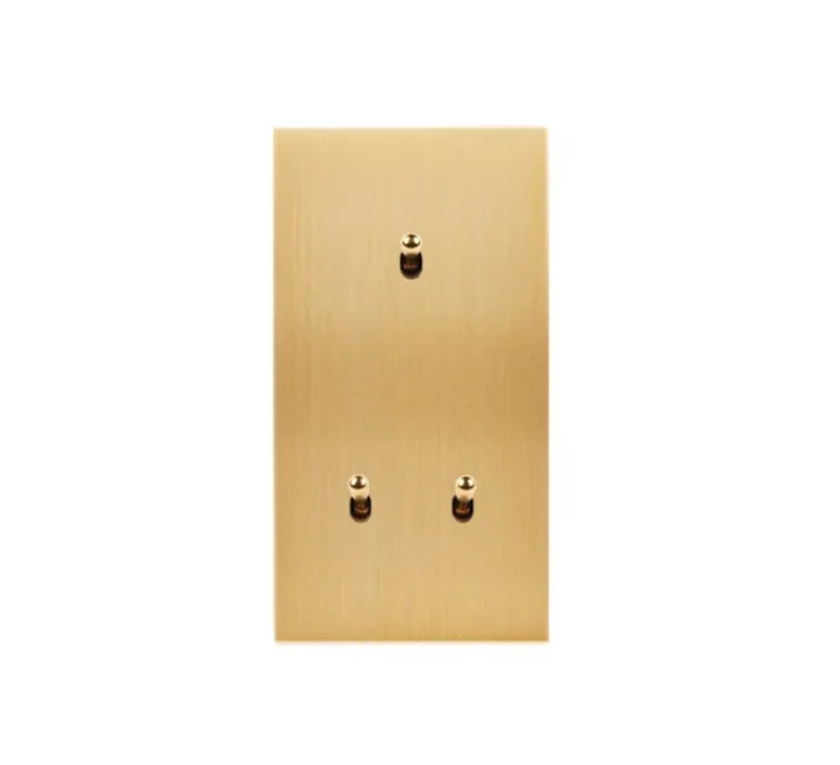 Interrupteur*Modelec Interrupteur, Confidence, Double vertical, Laiton brossé, Poussoir x1, Va-et-vient x2, Laiton, L8cm, H15,1cm -