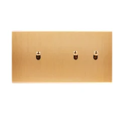 Interrupteur*Modelec Interrupteur, Confidence, Double horizontal, Laiton brossé, Va-et-vient ou poussoir x1, Va-et-vient ou poussoir x2, Laiton, L15,1cm, H8cm -