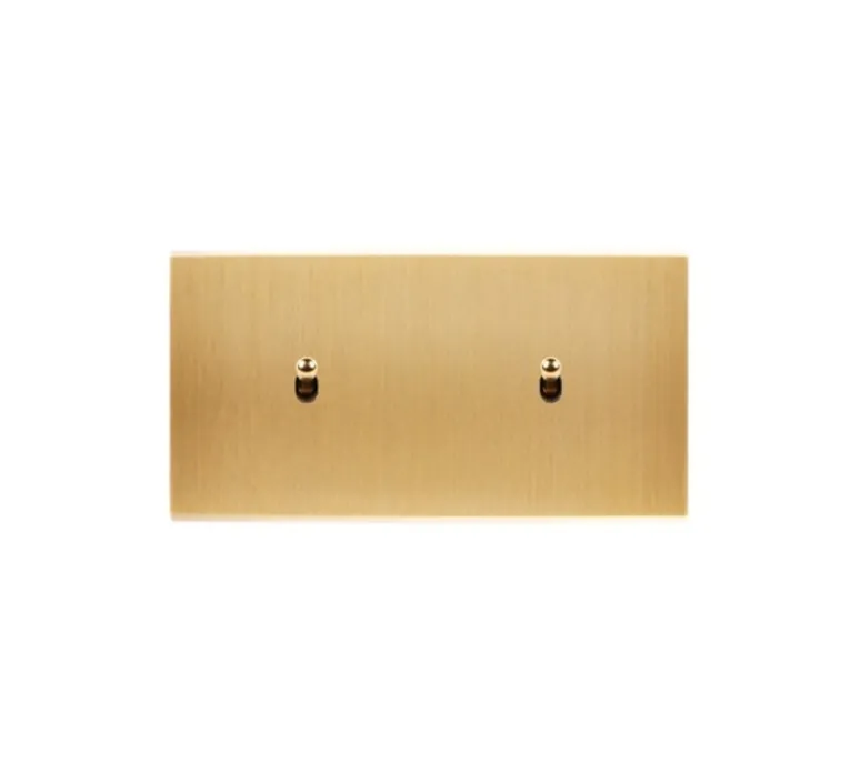 Interrupteur*Modelec Interrupteur, Confidence, Double horizontal, Laiton brossé, Va-et-vient x1, Va-et-vient x1, Laiton, L15,1cm, H8cm -