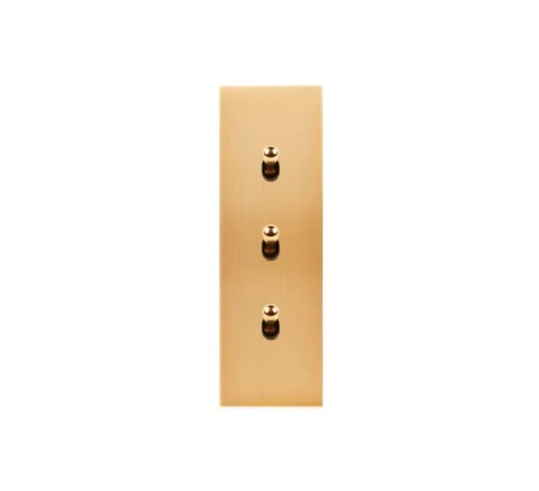 Interrupteur*Modelec Interrupteur, Confidence, Etroit-long, Laiton brossé, Va-et-vient x3, Laiton, L4cm, H12,5cm -