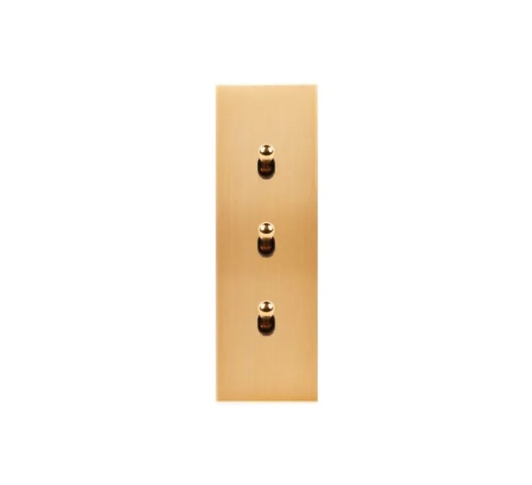 Interrupteur*Modelec Interrupteur, Confidence, Etroit-long, Laiton brossé, Poussoir x1, Poussoir x1, Va-et-vient x1, Laiton, L4cm, H12cm -