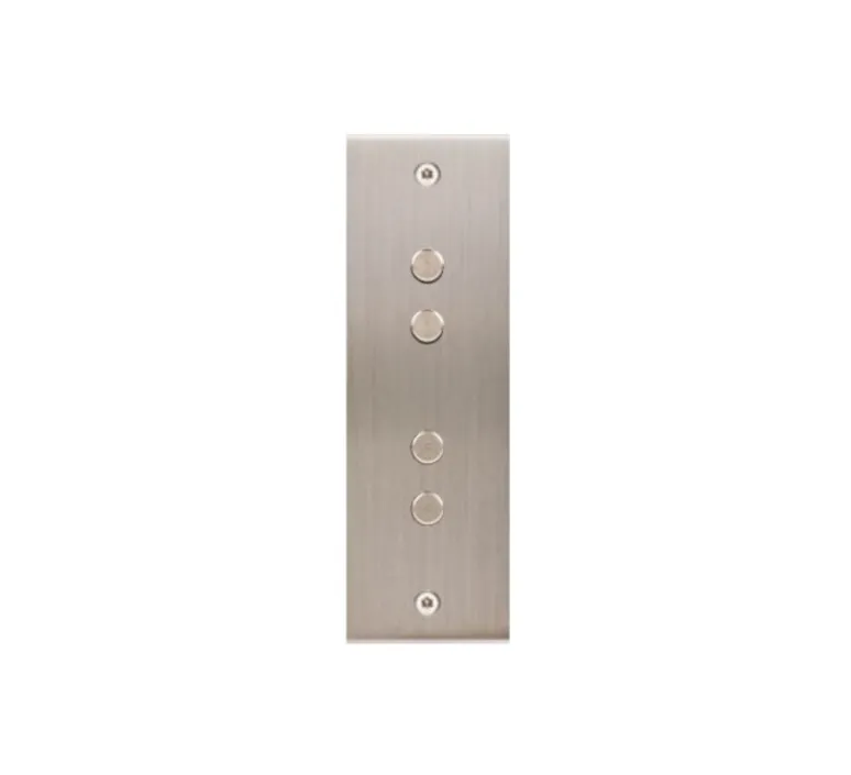 Interrupteur*Modelec Interrupteur, Confidence, Etroit-long, Nickel satiné, Push x4, Acier, À vis, L4cm, H12,5cm -
