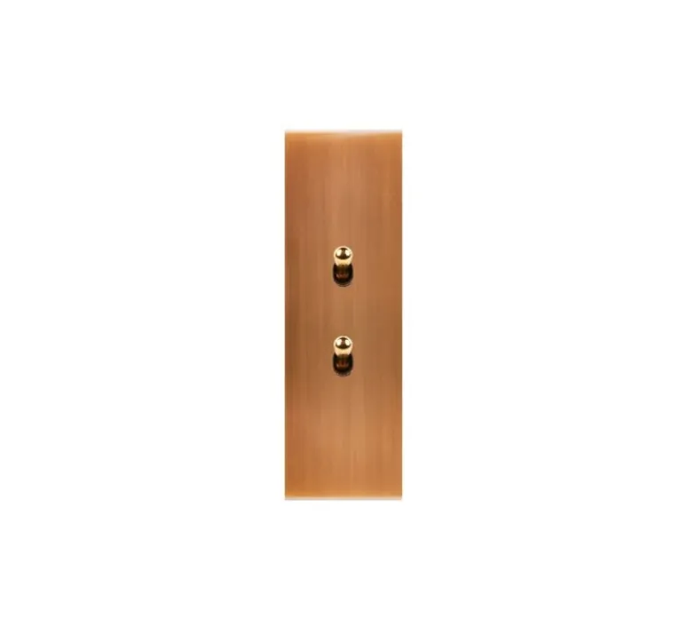 Interrupteur*Modelec Interrupteur, Confidence, Etroit long, Vieux bronze, Va-et-vient x1 et Poussoir x1, Proches, Laiton, L4cm, H12,5cm -