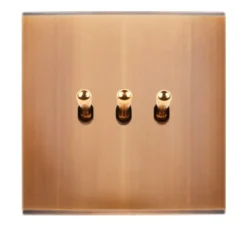 Interrupteur*Modelec Interrupteur, Confidence, Simple, Vieux bronze, Va-et-vient x1, Poussoir x2, Laiton, L8cm, H8cm -