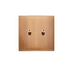 Interrupteur, Confidence, Simple, Vieux bronze, Poussoir x2, Laiton, L8cm, H8cm - Modelec