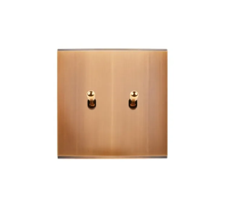 Interrupteur, Confidence, Simple, Vieux bronze, Poussoir x2, Laiton, L8cm, H8cm - Modelec