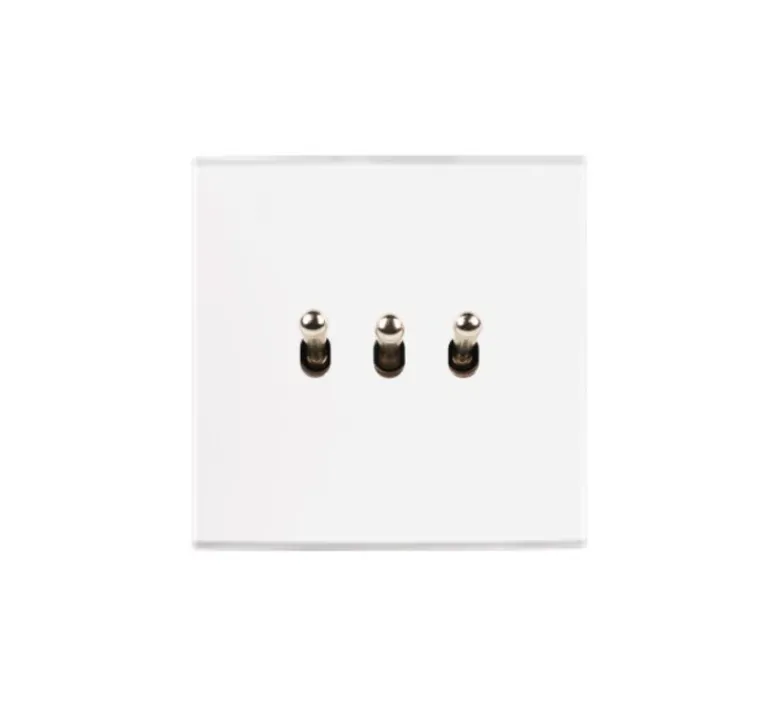 Interrupteur*Modelec Interrupteur, Confidence, Simple, Blanc mat, Va-et-vient x2, Poussoir x1, Acier, L8cm, H8cm -