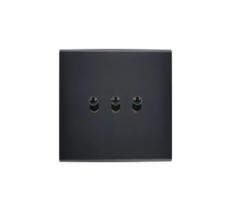 Interrupteur, Confidence, Simple, Noir mat, Va-et-vient x2, Poussoir x1, Noir, L8cm, H8cm - Modelec