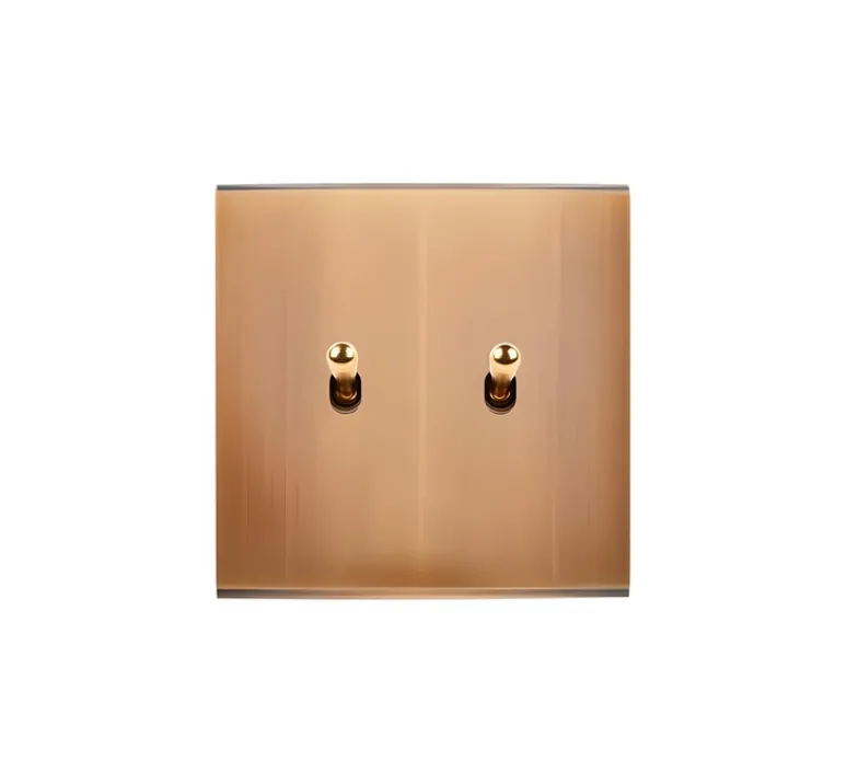 Interrupteur*Modelec Interrupteur, Confidence, Simple, Vieux bronze, Va-et-vient x2, Laiton, L8cm, H8cm -