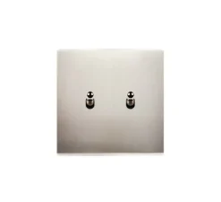 Interrupteur, Confidence, Simple, Nickel satiné, Va-et-vient ou poussoir x2, Acier, L8cm, H8cm - Modelec