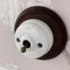 Interrupteur*Fontini Interrupteur, Dimbler, Garby Colonial, Simple, hêtre vieilli, Va-et-vient, laiton antique, Ø10cm -