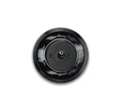 Interrupteur, Dimbler, Simple, Porcelaine noir, Va-et-vient x1, Nickel noir, L10cm, H10cm - Fontini