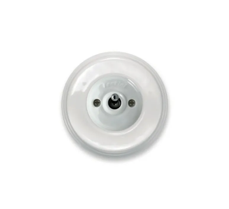 Interrupteur*Fontini Interrupteur, Dimbler, Simple, Porcelaine blanc, Va-et-vient x1, Chrome, L10cm, H10cm -