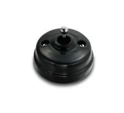 Interrupteur*Fontini Interrupteur, Dimbler, Simple, Porcelaine noir, Va-et-vient x1, Sans passe-câble, Chrome brillant, L6,6cm, H6,6cm -