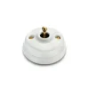 Interrupteur, Dimbler, Simple, Porcelaine blanc, Poussoir x1, Sans passe-câble, Doré, L6,45cm, H6,45cm - Fontini