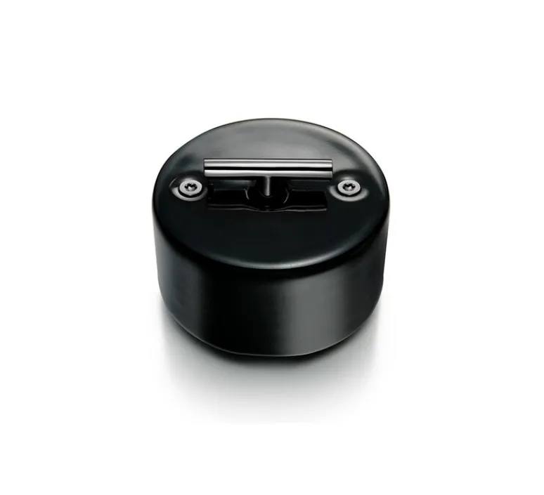 Interrupteur*Fontini Interrupteur, Do, Simple, Hêtre obscurci, Va-et-vient x1, Porcelaine noir, L6,4cm, H6,4cm -