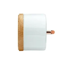 Interrupteur, Do, Simple, Hêtre naturel, Va-et-vient x1, Porcelaine blanc, L6,4cm, H6,4cm - Fontini