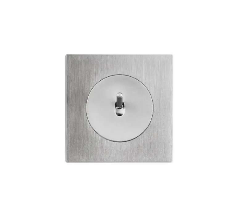 Interrupteur*Fontini Interrupteur, DOM, Simple, Aluminium brossé, Va-et-vient x1, Aluminium, L8,6cm, H8,6cm -