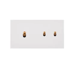 Interrupteur, Désir, Double horizontal, Blanc mat, Va-et-vient ou poussoir x1, Va-et-vient ou poussoir x2, Laiton, L15,1cm, H8cm - Modelec