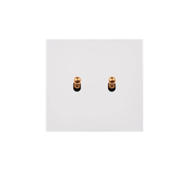 Interrupteur*Modelec Interrupteur, Désir, Simple, Blanc mat, Va-et-vient ou poussoir x2, Laiton, L8cm, H8cm -