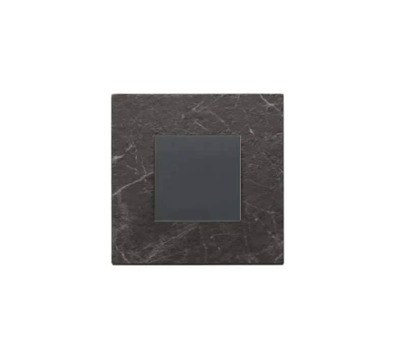 Interrupteur*Vimar Interrupteur, Eikon Exé, Simple, Noir Marquina, Poussoir x2, Gris, L13,5cm, H14,1cm -
