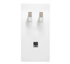 Interrupteur et Prise, Bridge, Double vertical, Blanc mat, Va-et-vient x2, Nickel, Prise-USB A/C x1, H16,1cm, L9cm - Font Barcelona