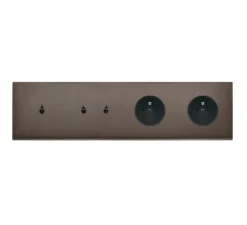 Prise|Interrupteur*Modelec Interrupteur et Prise, Confidence, Quadruple horizontal, Canon de fusil, Va-et-vient ou poussoir x1, Va-et-vient ou poussoir x2, Prise-2P+T x2, Noir, L29,3cm, H8cm -