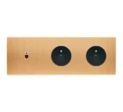 Prise|Interrupteur*Modelec Interrupteur et Prise, Confidence, Triple horizontal, Laiton brossé, Va-et-vient ou poussoir x1, Prise-2P+T x2, Laiton, L22,2cm, H8cm -
