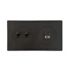 Interrupteur et Prise, DOM, Double horizontal, Noir mat, Va-et-vient x2, Prise-USB A/C x1, Noir, L15,7cm, H8,6cm - Fontini