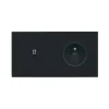 Prise*Modelec Interrupteur et Prise, Désir, Double horizontal, Noir mat, Va-et-vient ou poussoir x1, Prise-2P+T x1, Acier, L15,1cm, H8cm -
