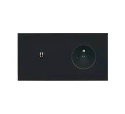 Prise*Modelec Interrupteur et Prise, Désir, Double horizontal, Noir mat, Va-et-vient ou poussoir x1, Prise-2P+T x1, Acier, L15,1cm, H8cm -