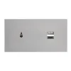 Prise|Interrupteur*Modelec Interrupteur et Prise, Désir, Double horizontal, Aluminium mat, Va-et-vient ou poussoir x1, Acier, Prise-USB A/C x1, L15,1cm, H8cm -