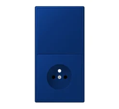 Prise|Interrupteur*Jung Interrupteur et Prise, LS 990, Double vertical, Le Corbusier Bleu outremer foncé 4320T, Va-et-vient x1, Prise-2P+T x1, Le Corbusier Bleu outremer foncé 4320T, L8,1cm, H15,2cm -