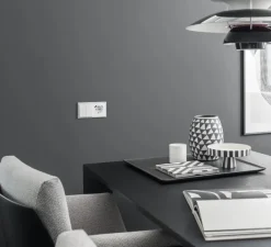Prise|Interrupteur*Jung Interrupteur et Prise, LS 990, Double horizontal, Blanc mat, Va-et-vient x2, Prise-2P+T x1, Prise-USB A/C x1, Blanc mat, L15,2cm, H8,1cm -