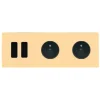 Prise|Interrupteur*Modelec Interrupteur et Prise, M, Double horizontal, Laiton brossé, Va-et-vient ou poussoir x2, Prise-2P+T x2, Noir, L22,8cm, H8cm -