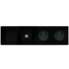 Prise|Interrupteur*Modelec Interrupteur et Prise, M, Quadruple horizontal, Noir, Va-et-vient ou poussoir x2, Prise USB A/C x1, Prise-PC x2, Noir, L29,3cm, H8cm -